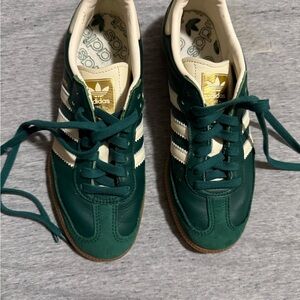 Adidas Forest Green Shoes with Cream Accents